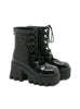 Women Leather Back Zipper Hollow Thick-soled Booties