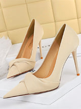 High-heeled Shallow Pointed Bow Shoes