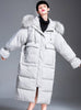 Long Casual Rabbit Fur Hooded Down Jacket