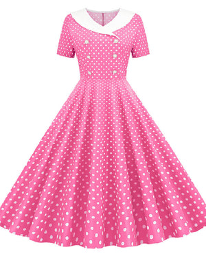 Short Sleeve Polka Dot Printed Casual Dress