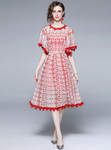 Heavy Embroidery Hollow Out Lace Dress