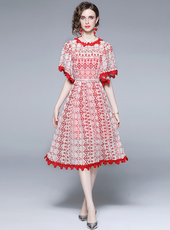Heavy Embroidery Hollow Out Lace Dress