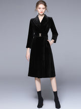 Women Long Black Velvet Cotton Jacket