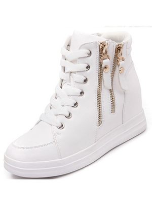 Leather Ladies High Top Heighten Shoes Warm 