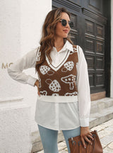 Jacquard Mushroom Rhombus Sweater Vest