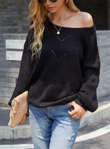 Women Solid Color Hollow Sweater