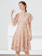 Women Lace Flying Sleeves Dress