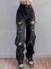 Straight Holes High Waist Jeans