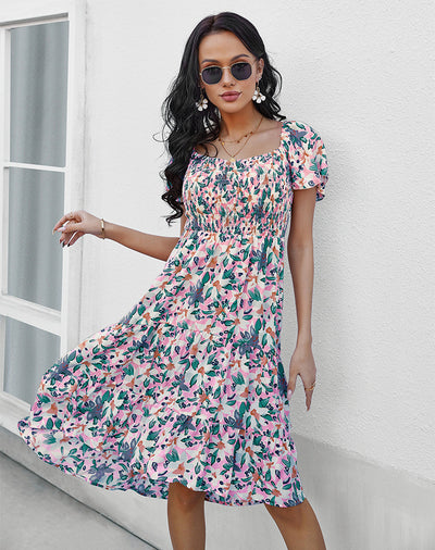 Bohemian Printed Short Sleeve Dress