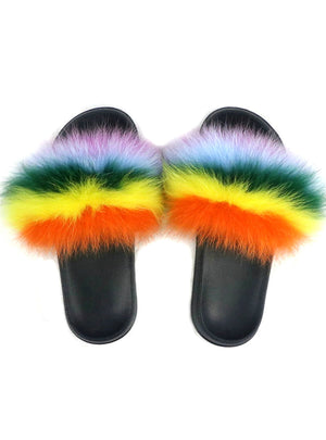 Slippers Lady Fur Flip Flops Plush Shoes