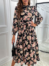 Chiffon Printed Long Sleeve Dress