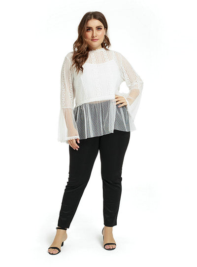 White Lace See Through Long Sleeve Top