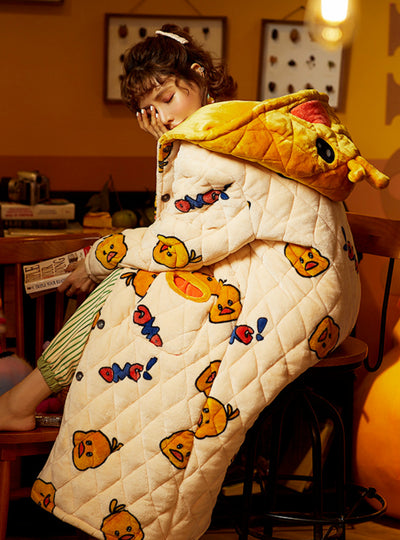 Pajama Three-layer Quilted Jacket Thickened Coral Fleece