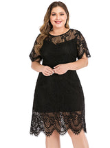 Ladies' Large Size Lace Short Dress