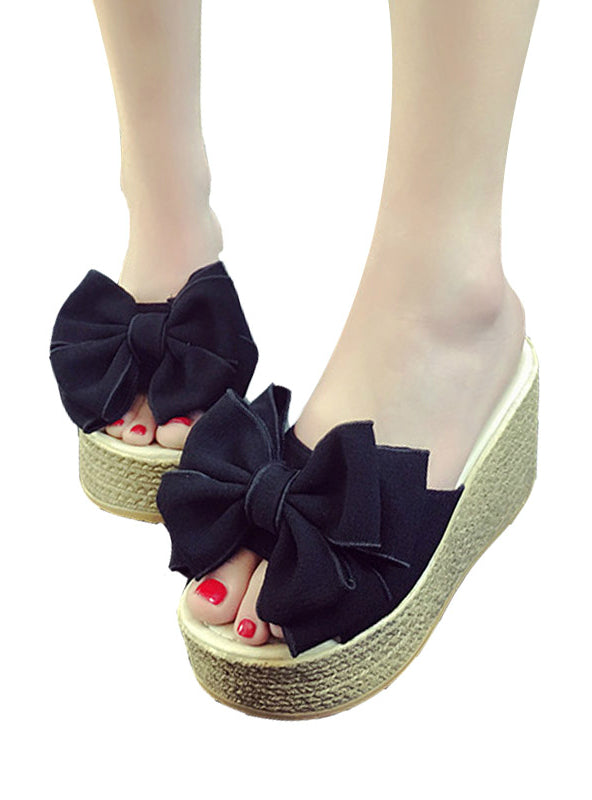 Ladies Slippers For Family Butterfly-knot Women Shoes