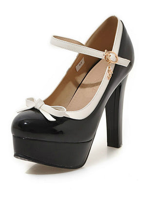 Pump Super High Thick Square Heel Patent Leather