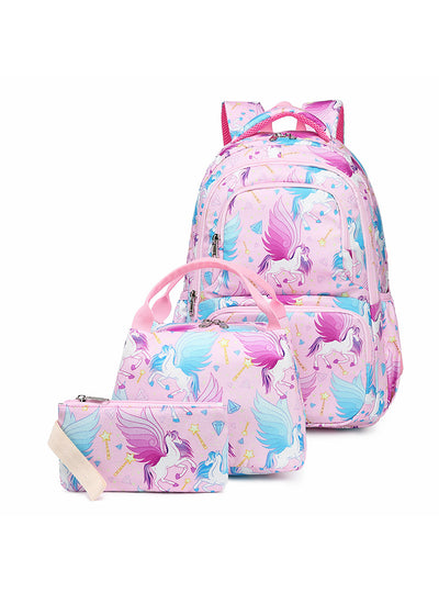 Unicorn Printed Three-piece Schoolbag