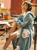 Coral Student Nightgown Warm Flannel Blue Bathrobe