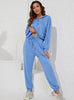 V-neck Hooded Top Pant Two-piece Suit