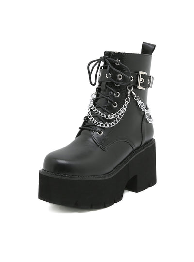 Black High Heels Thin Thick Heels Platform Shoes