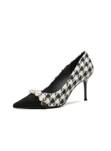 Houndstooth Square Pointed Shallow Shoes