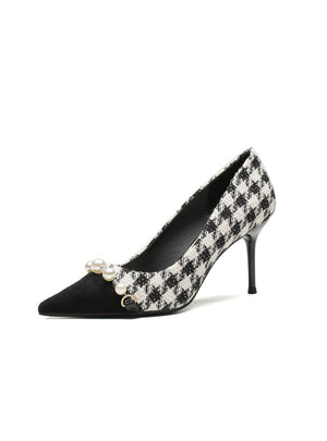 Houndstooth Square Pointed Shallow Shoes