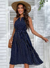 Blue Suspender Polka Dot Beach Dress
