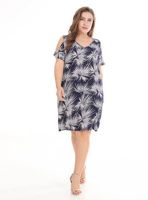 Plus Size Slim Casual Print Dress