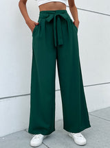 Casual Lace-up Wide-leg Pants