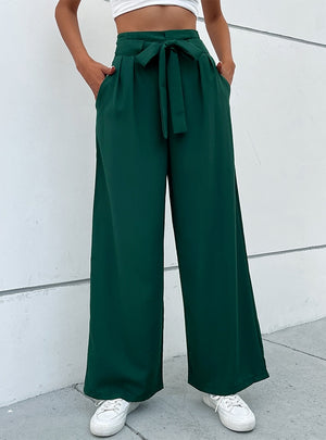 Casual Lace-up Wide-leg Pants