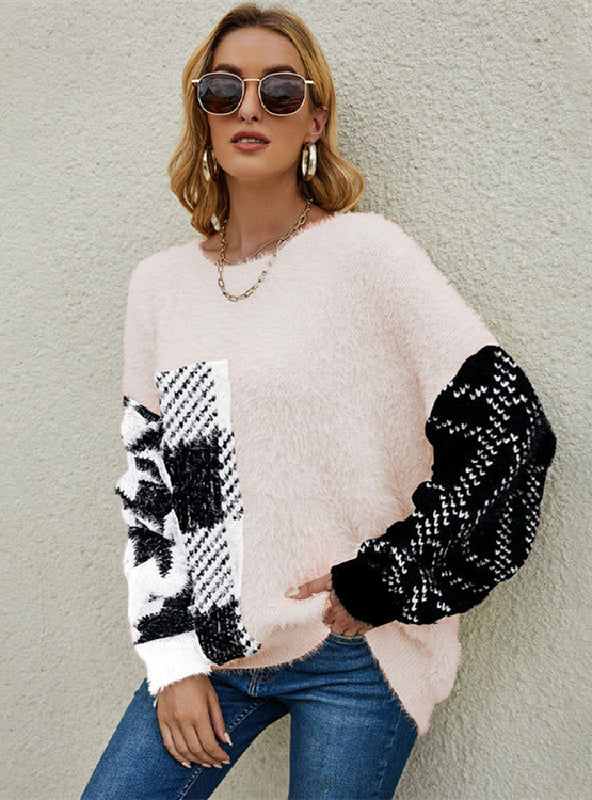 Leopard Print Color Matching Sweater