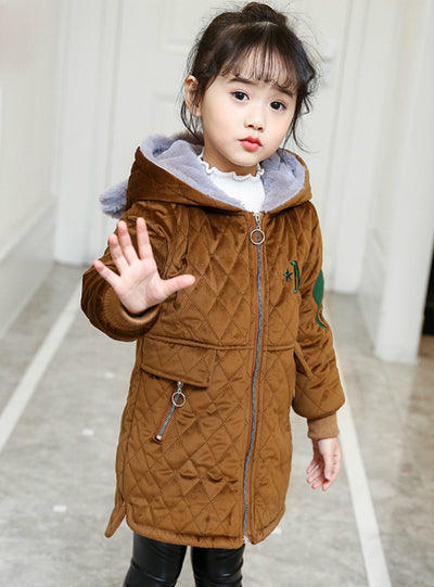 Warm Letter Velvet Cotton-Padded Children's Coat