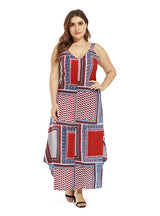 Plus Size Fashion Printed Suspender Dress