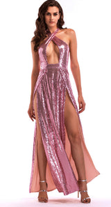Sexy Sequined Halter Dress
