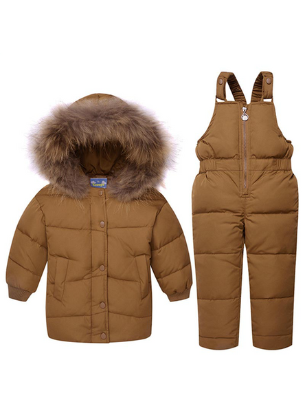 Boys Ski Suit Girl Down Jacket Coat Bib Pants 2pcs