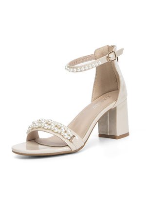 Roman Thick Rhinestones and Pearls Sandals