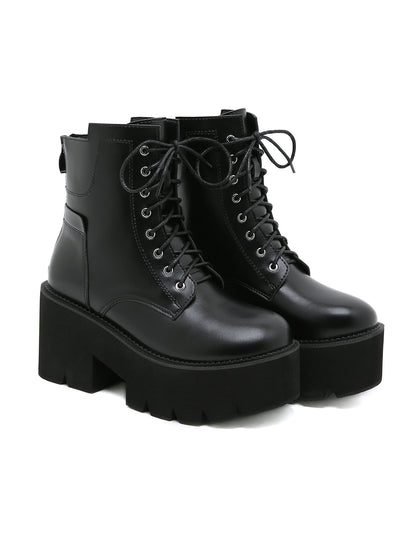 Motorcycle High Heel Round Head Boots