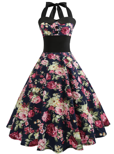 Retro Hepburn Style 50s Neck Dress