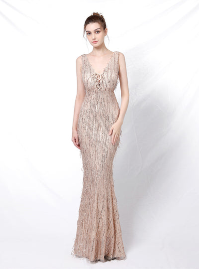 Fringe Fishtail Banquet Dress
