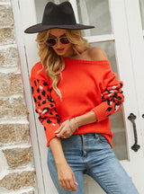 Leopard Print Long Sleeve Pullover Sweater