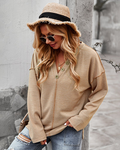 Sexy Long Sleeve Button Tops