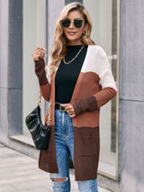 Long Sleeve Color Matching Knitted Cardigan Coat