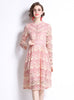 Lace Long Sleeve Stand Collar Dress