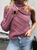 Shoulder Exposed Single Sleeve Twist Turtle Neck