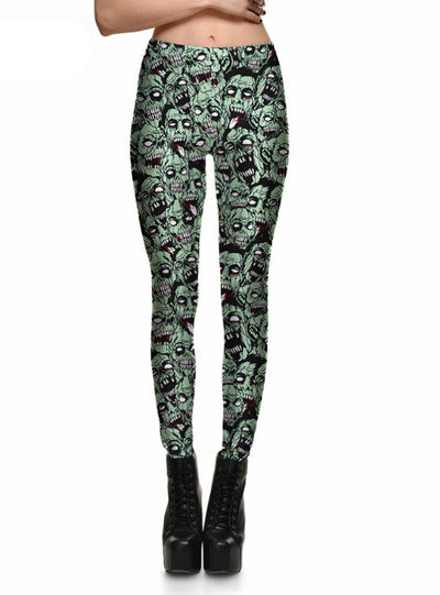 Fashion Leggings Sexy Green Zombie Printing 