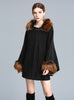Knitted Shawl Cloak Imitating Fox Fur Collar Bat Sleeve