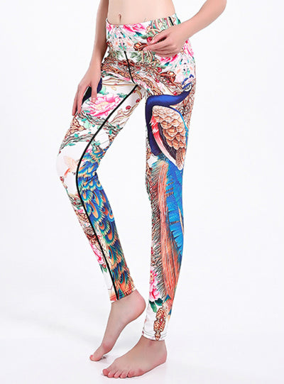 Sporting Clothes Peacock Printed Slim Legging