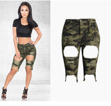 Stretch Camouflage Ripped Jeans