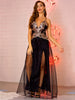 Sexy V-neck Sling Backless Mesh Sequined Dress
