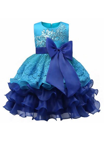 Sequin Formal Evening Gown Flower Princess Dress